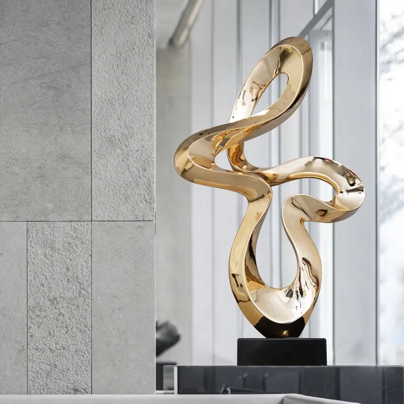 Large electroplating light luxury abstract sculpture ornament hotel lobby model room living room art decoration entrance decorat