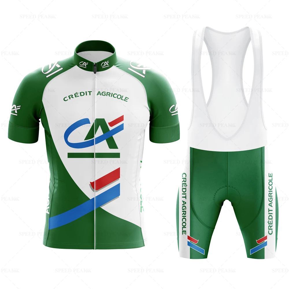 CA Cycling Jersey Men short sleeve Set Retro green Bib Short Sleeve  Bike Clothing Bicycle Summer Sportswear Triathlon