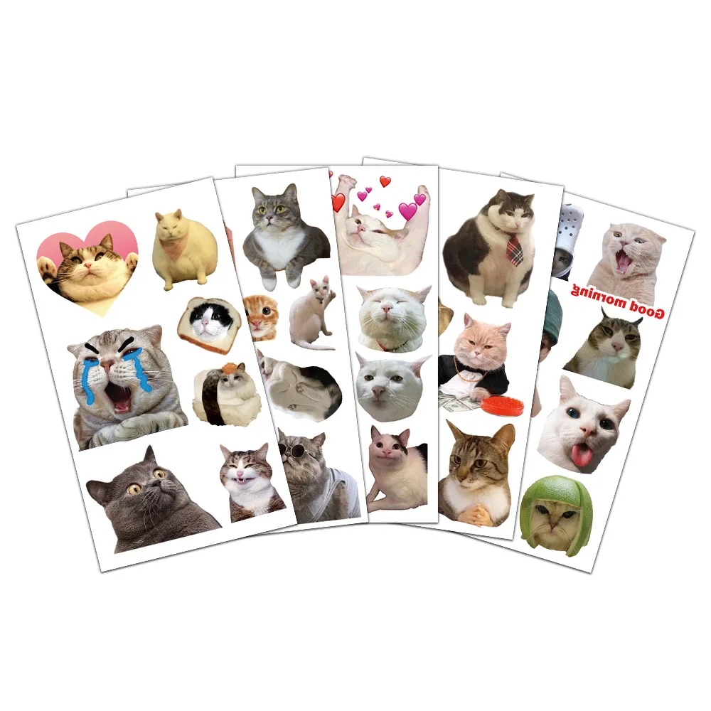 10 STKS Kat Emoticons Tattoo Stickers Leuke en grappige nep-tatoeages Gepersonaliseerde Retro-tatoeages Waterdicht en duurzaam ﻿
