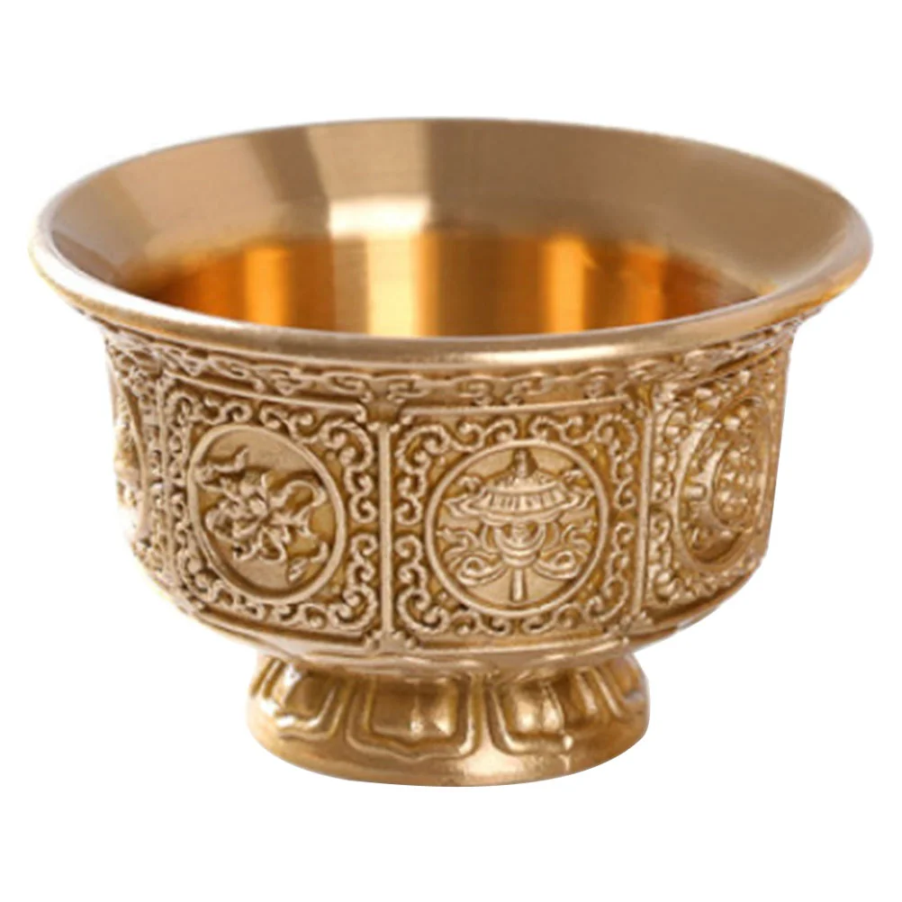 

Copper Buddhism Offering Water Cup Pure Copper Eight Auspicious Patterns Seven Treasure Supply Bowl Anti Aging Non Fading Bright