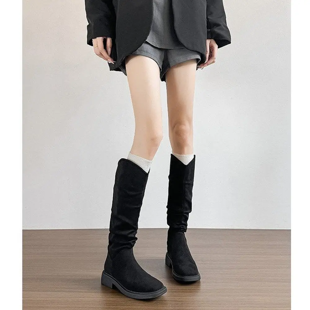 واسعة العرض أحذية طويلة للنساء قبعات رعاة البقر الغربية فارس عالية أنبوب خمر Sle الجوارب الخريف الربيع كعب منخفض بولي Leather الجلود #5