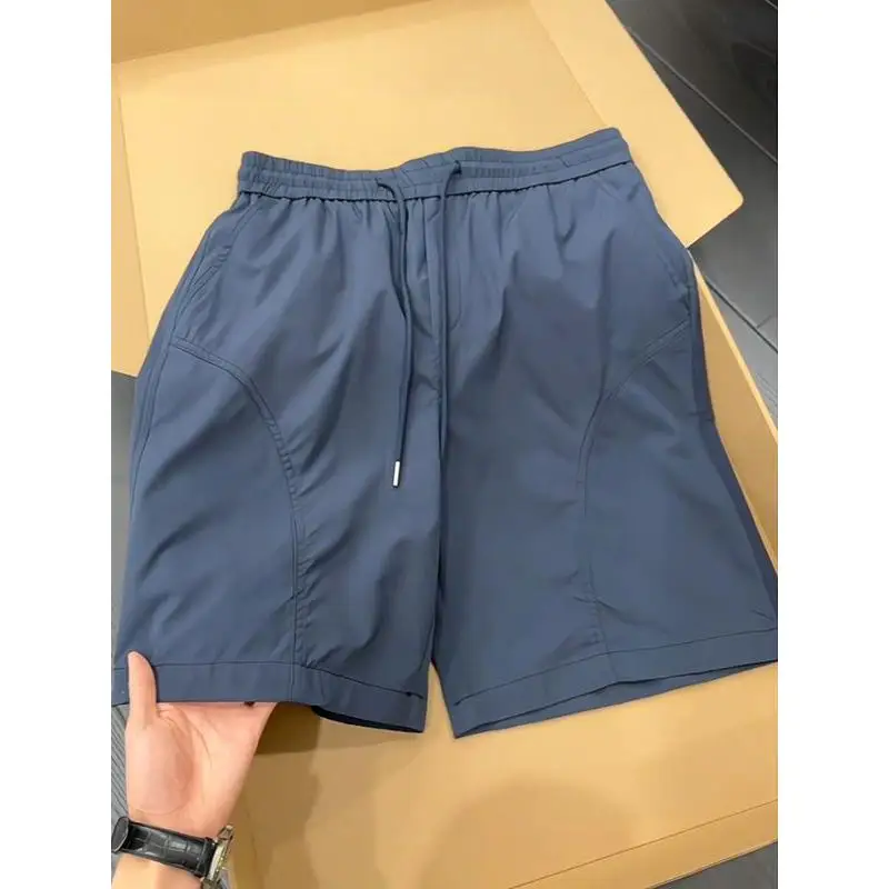 

Мужские охлаждающие шорты из ледяного шелка с быстрым высыханием, средней посадки, для баскетбола и спорта, с четырьмя отделениями, прямого кроя, летние