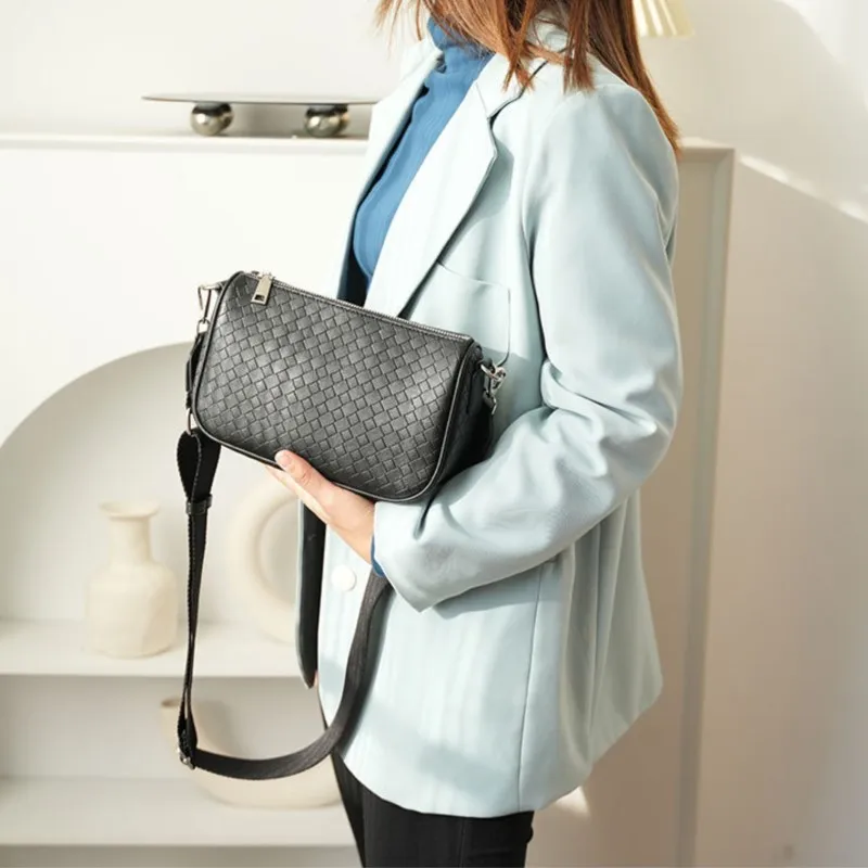 Leather Shoulder Bags Designer Women Fashion Versatile Solid Color Crossbody Bag Simple Casual Handbags Small 2024 New Luxury