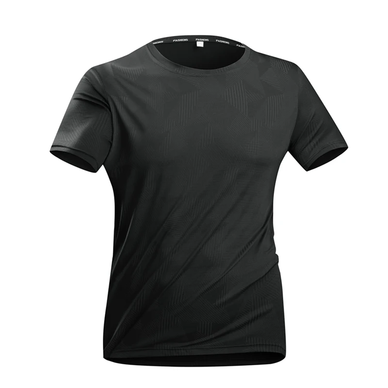 CHRLCK Men's Running Quick Drying T-shirts Print Breathable Hiking Fishing Tees Elasticity Outdoor Sports Short Sleeve Jogging