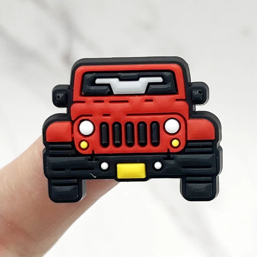 1Pcs Colorful Retro Bus PVC Shoe Charms Accessories Funny DIY Shoes Upper Pins Decoration Sandals Buckle Kid X-mas Party Gift