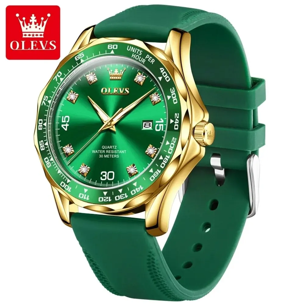 OLEVS Silicone Strap Quartz Watch for Men Fashion Diving Series Luxury Top Brand Original Men\'s Wristwatch Auto Date Hand Clock