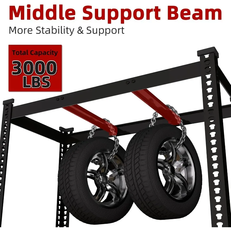 أرفف تخزين جراج قابلة للتعديل مقاس 48 بوصة عرض × 24 بوصة عمق × 72 بوصة ارتفاع، وحدة رفوف شديدة التحمل، رفوف تنظيم تخزين المرافق المعدنية