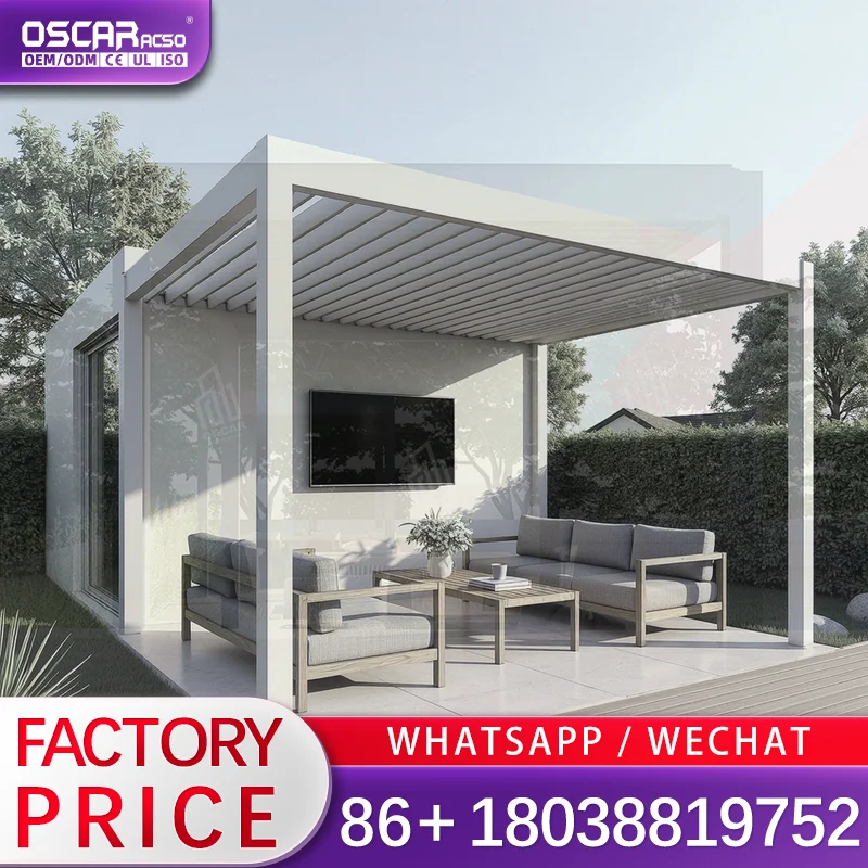 3x3m Manual Adjustable Louvered Aluminum Waterproof Sun Shade Pavilion for Garden Patio Backyard pergola