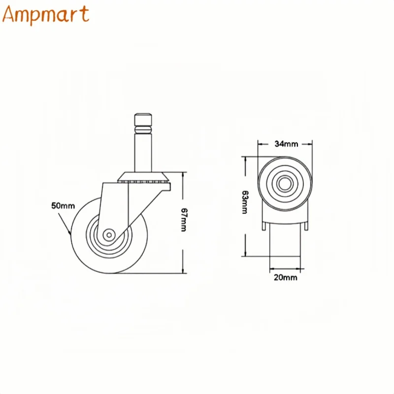 Ampmart Audio-Schwenkrollen, Bühnenlautsprecher-Rollen, Gehäuserollen, Schrankrollen, Mobile Räder – Detail 1