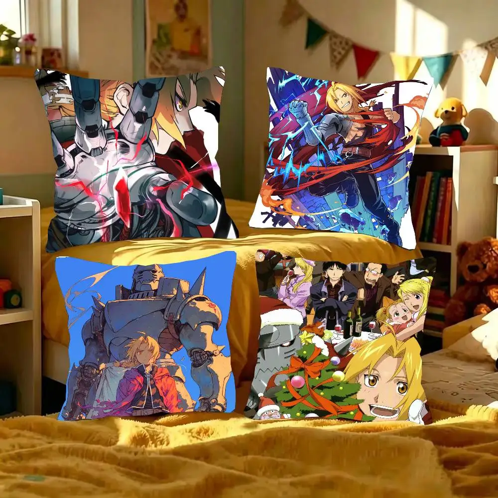 Anime Fullmetal Alchemist Brotherhood Pillow Case Fashion Square Pillowcase Bedroom Sofa Room Ins Decoration Leisure