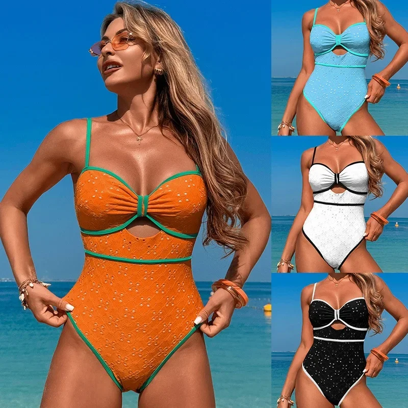 

New Sexy Lace Hollow Out One Piece Swimsuit For Women Push Up Swimwear Female Bodysuit Monokini Brazilian Bathing Suit Swim
