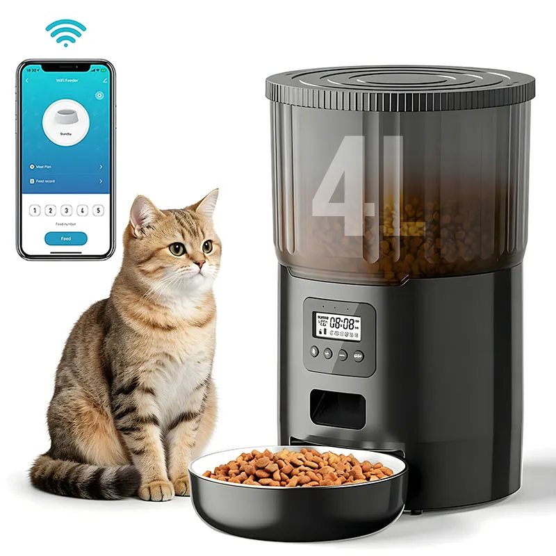 4L Cat Dog Smart Food Dispenser Regular Quantitative Feeding with Audio Recording Feeding Bowls Pet Supplies WiFi Remote Control