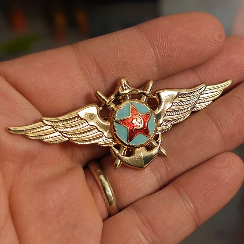 1pc Soviet Red Navy Pilot's Badge Five-star Aviation Medal Army Fan Collection Pins Decoration Crafts