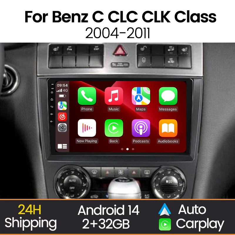 

Автомобильное радио MEKEDE с экраном Android для Mercedes Benz CLC W203 C-Class C180 C200 CLK200 CLK W209 Беспроводная автомобильная GPS-навигация Carplay