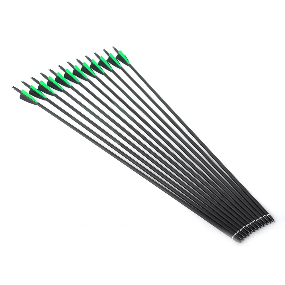 

6/12pcs Mixed Carbon Arrow 23/28/29/30/31 inch Spine 500 with Replaceable Arrowhead for Compound/Recurve Bow Archery Hunting