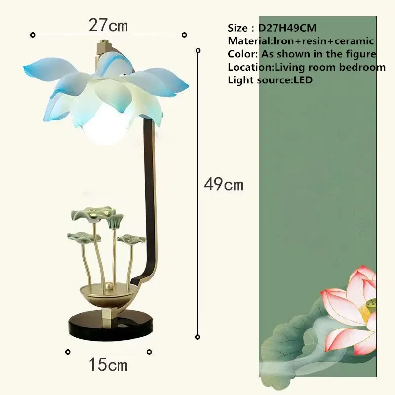 SOFIDADE-Candeeiro de mesa de lótus contemporâneo, sala de estar, quarto, chá, arte de estudo, luz decorativa