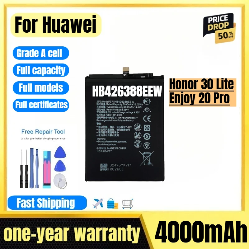 HB426388EEW for Huawei Honor 30 Lite/Enjoy 20Pro Phone Battery 0 Cycle High Quality High Capacity Replacement Bateria with Tools