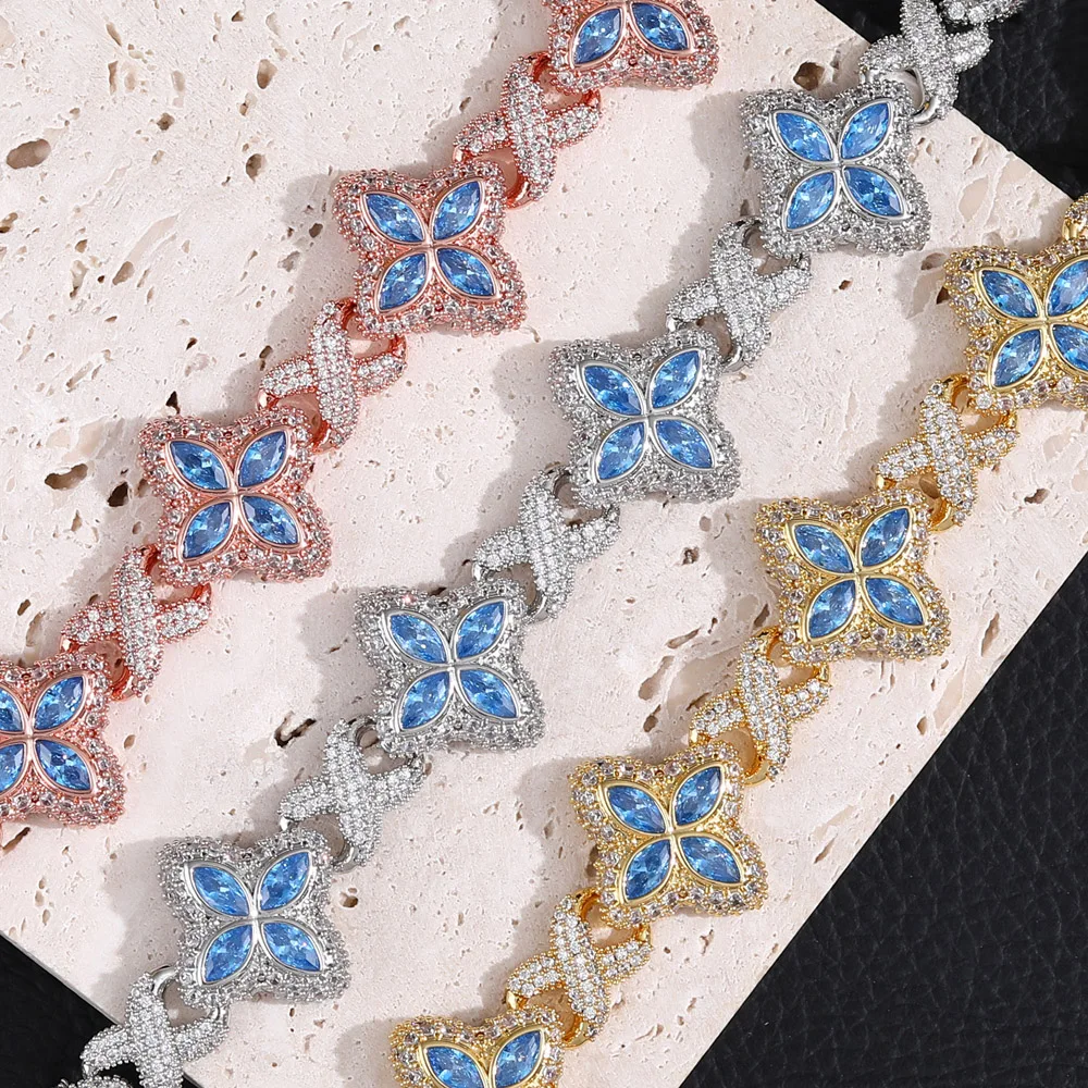 

ICEC красочный ледяной браслет с цирконием и цветком Inifinity, модная ссылка Micro 5A + цепочки на запястье с кубическим цирконием, ювелирные изделия с крестом, ножной браслет