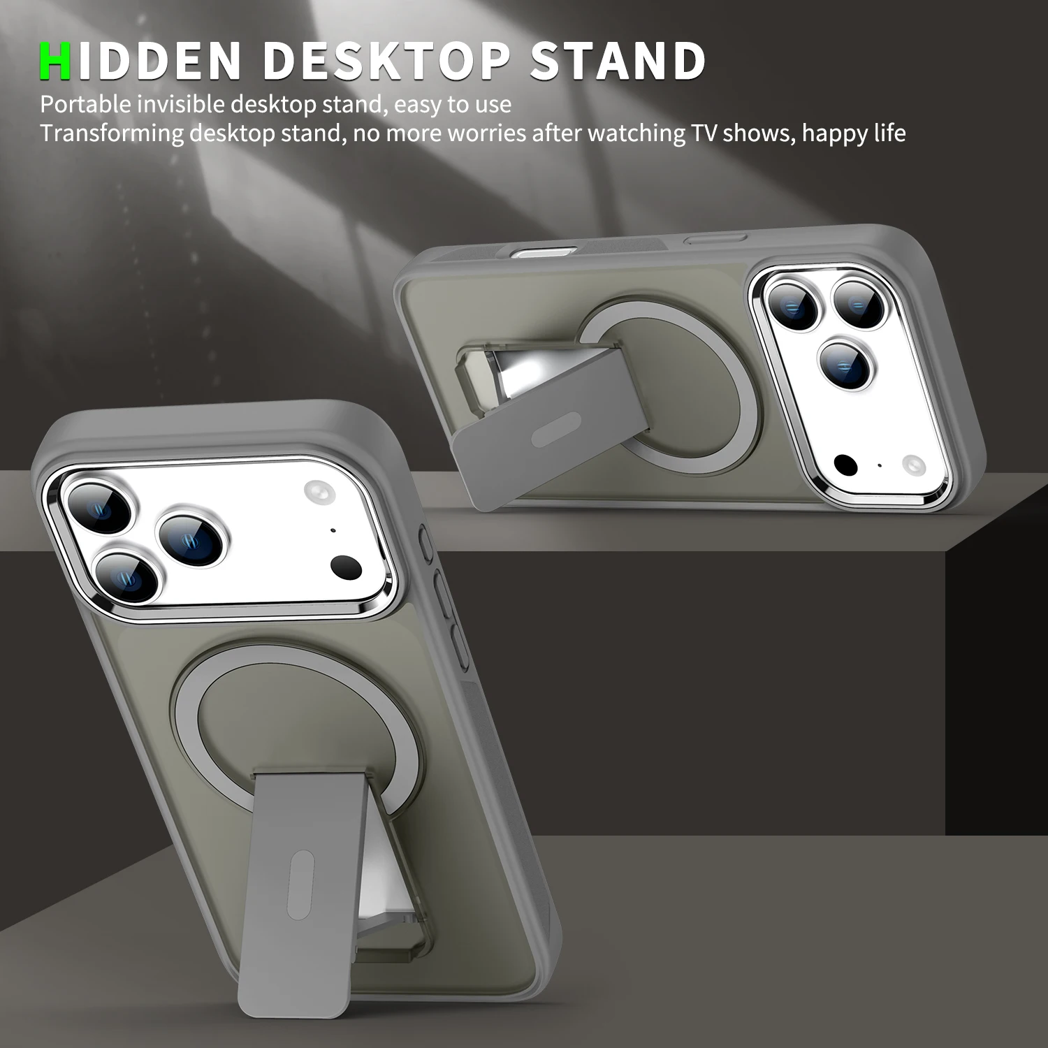 حافظة هاتف فاخرة لهاتف Magsafe لهاتف iPhone 17 Pro Max Air مغناطيسية لاسلكية قابلة للطي وحامل غطاء غير لامع #6