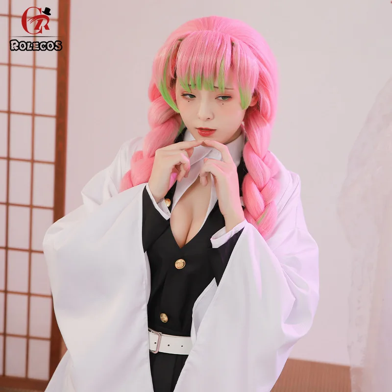 Sexy Cosplay Anime Kanroji Mitsuri Kimono Costume Devil Hunter Adult Women Halloween Clothes Wig Halloween Suit Uniform Gifts