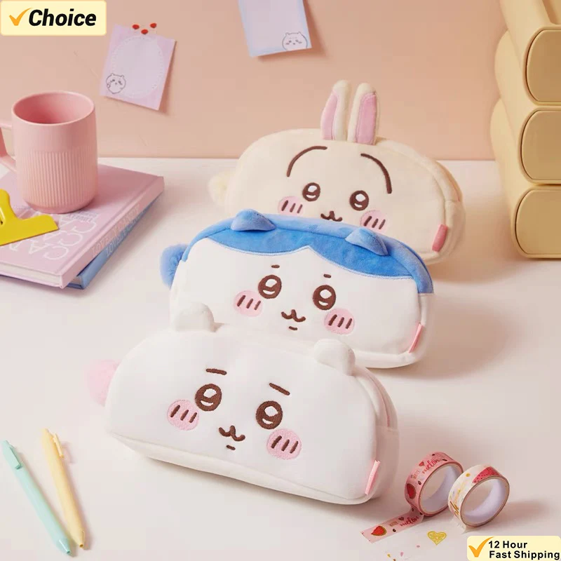 Chiikawa Stationery Box Cute Toys Anime Kawaii MINISO Usagi Hachiware Student Large Capacity Pen Stationery Bag Birthday Gifts