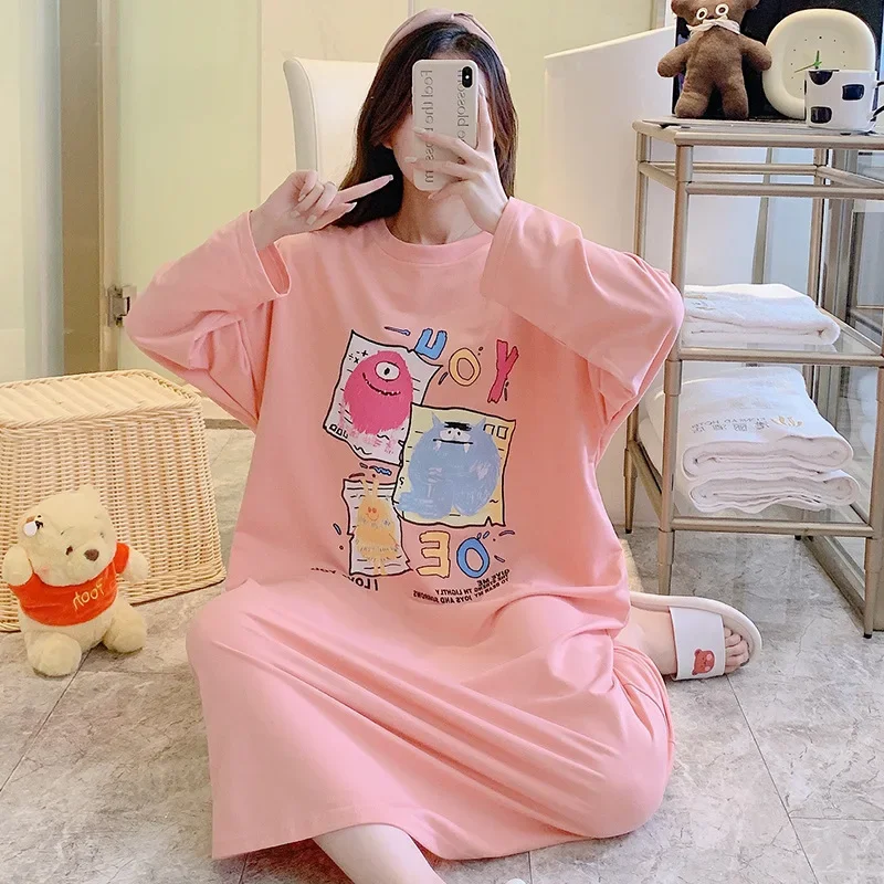 Women's Cotton Nightgown Long Sleeve Winter Sleepwear Extra Comfortable Home Clothing For Women