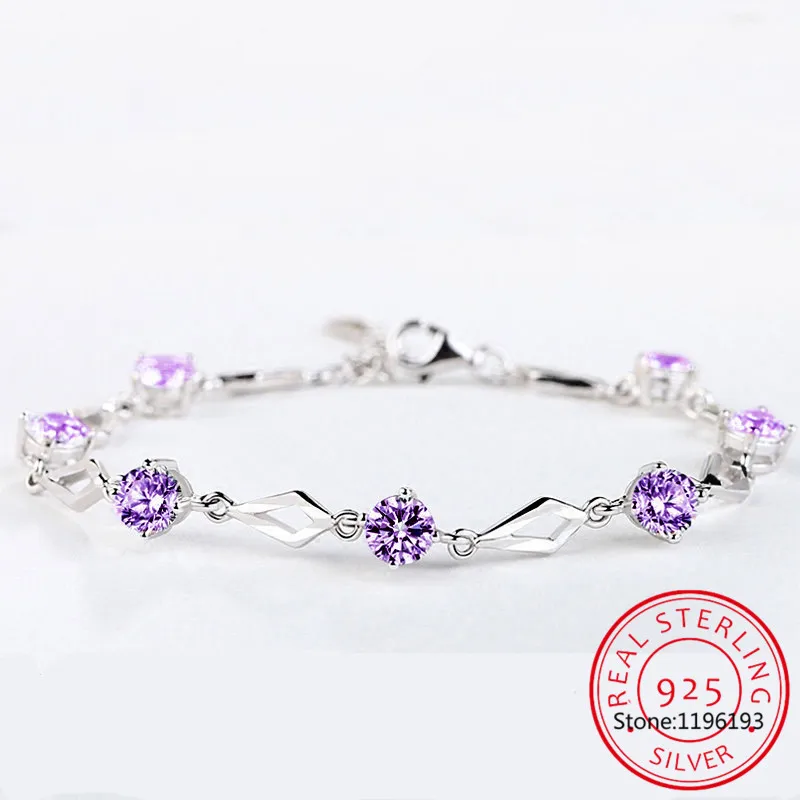 Solid 925 Sterling Silver Moissanite Tennis Bracelet for Women Lab Diamond Rhombus Bracelet for Engagement Party Gift