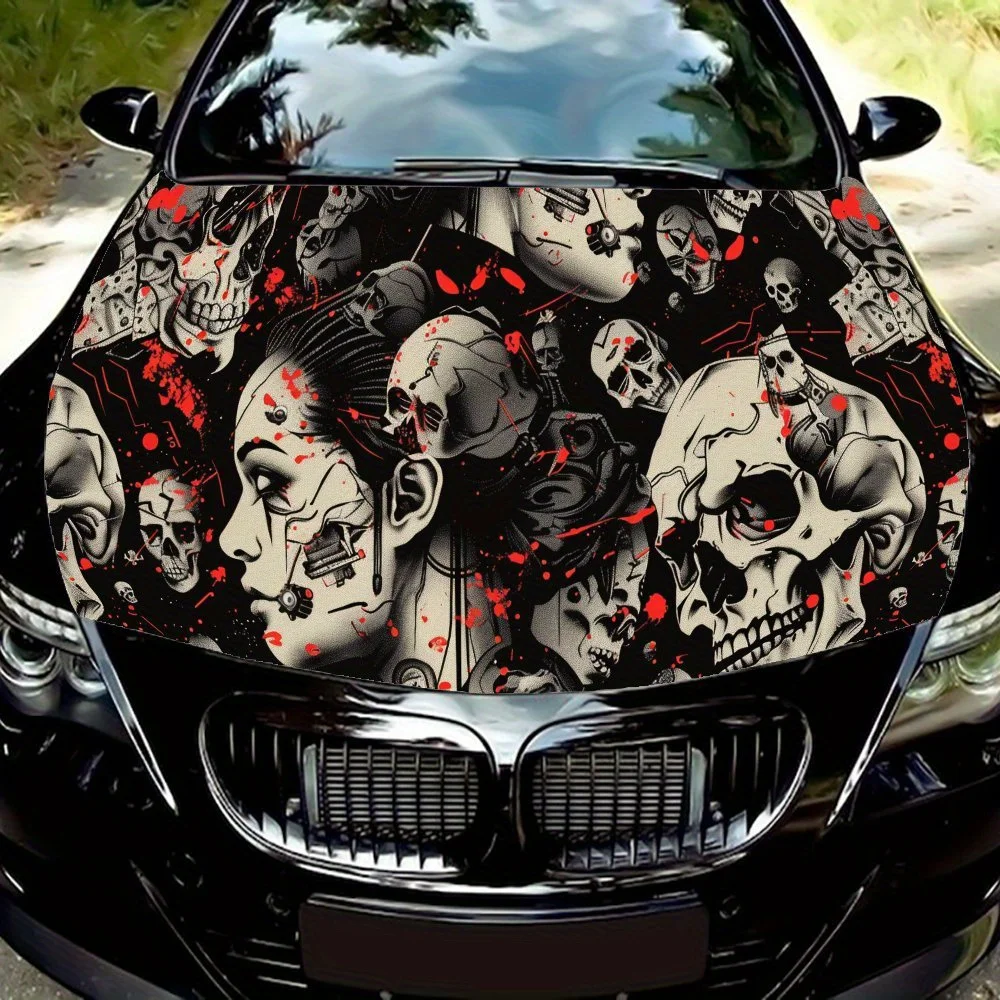 

Ladies and Skeletons Spooky Car Hood StickersPersonalized Style, Graphic Packaging Car Tuning Accessories Vinyl Wraps Vehicle De