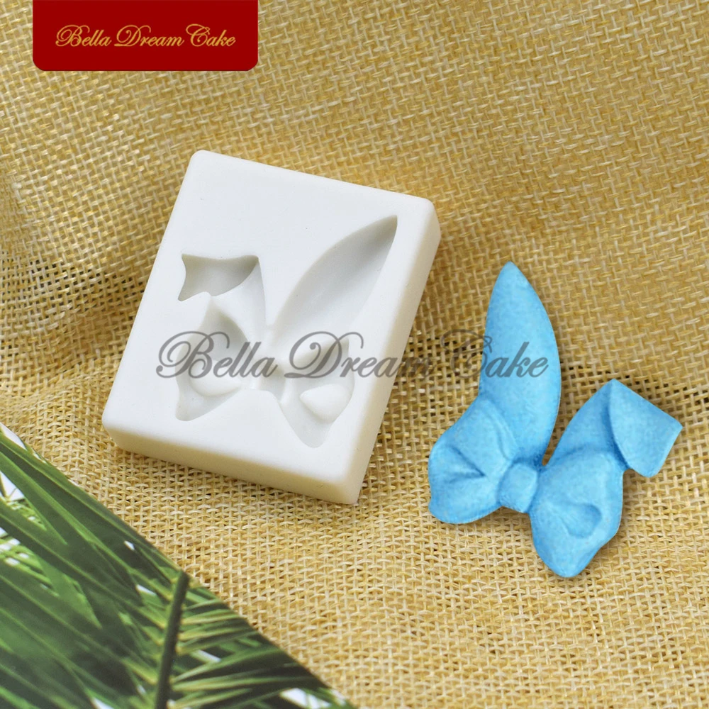 3D Mini Bow Bunny Ear Silicone Mold Easter Rabbit Cupcake Topper Fondant Mould DIY Candy Chocolate Cake Decorating Tool Bakeware