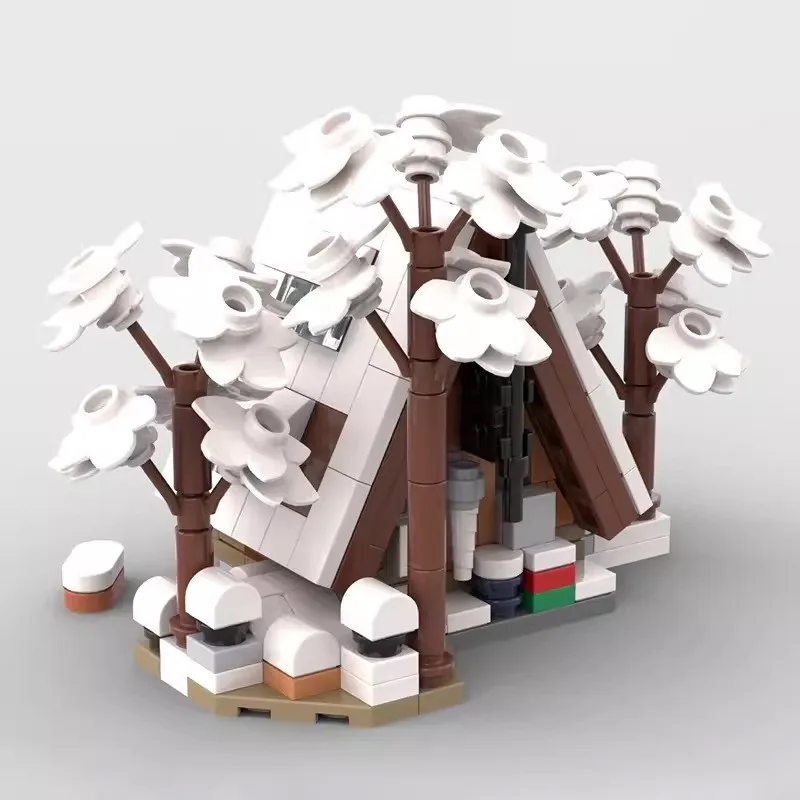 Bloques de construcción de Mini casa de invierno, ladrillos de tecnología, calle, Mini cabaña forestal, bloques de invierno, juego de juguetes creativos DIY, regalos de ladrillos