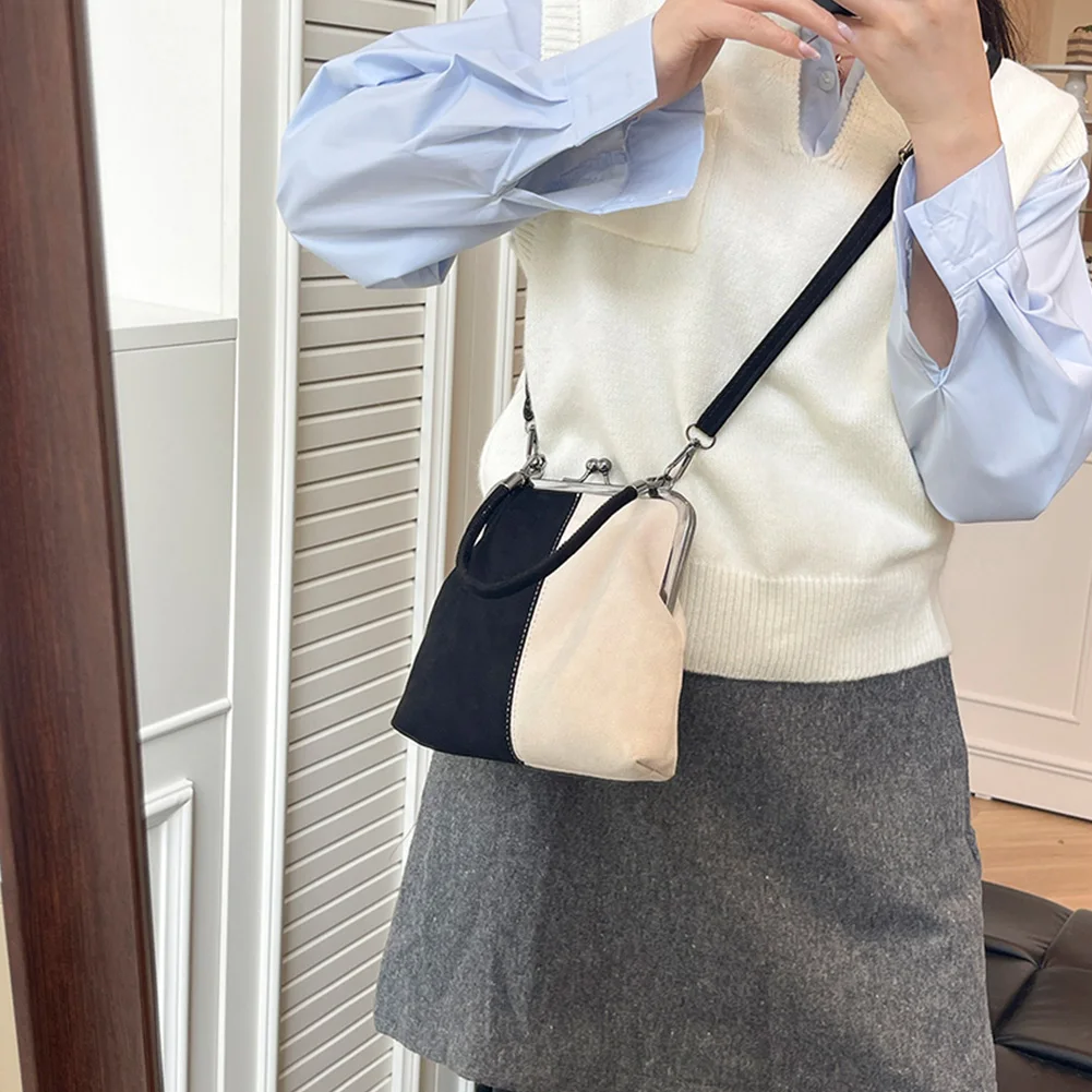 

Women Clip Crossbody Bag Large Capacity Vintage Sling Bag Wear Resist Leisure Clamp Handbag Travel Shopping Work Shoulder Bag