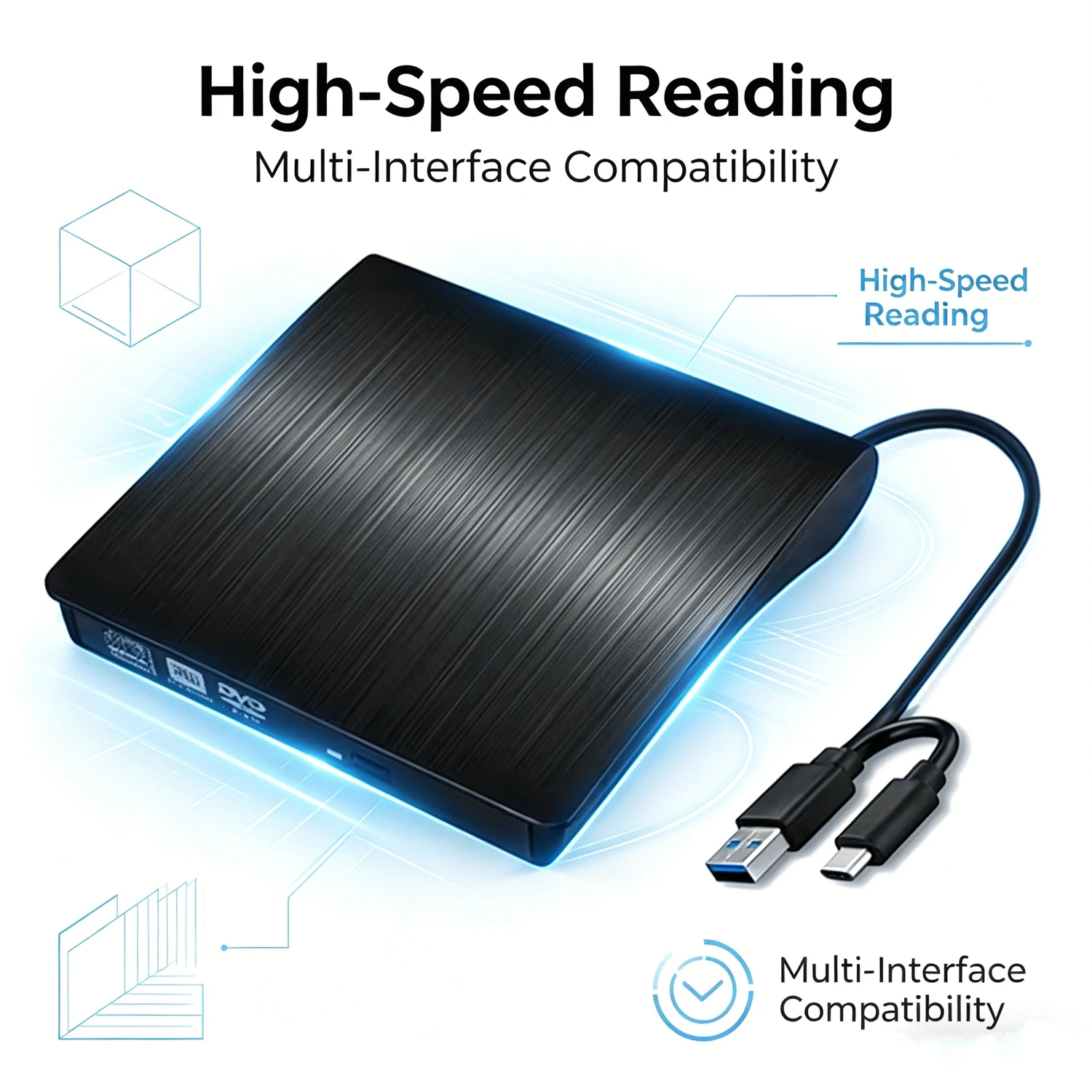 

New Drive Enclosure 9.5mm USB 3.0 Type C SATA External DVD CD-ROM RW Player Optical Drives Enclosure Case for Laptop PC Desktop