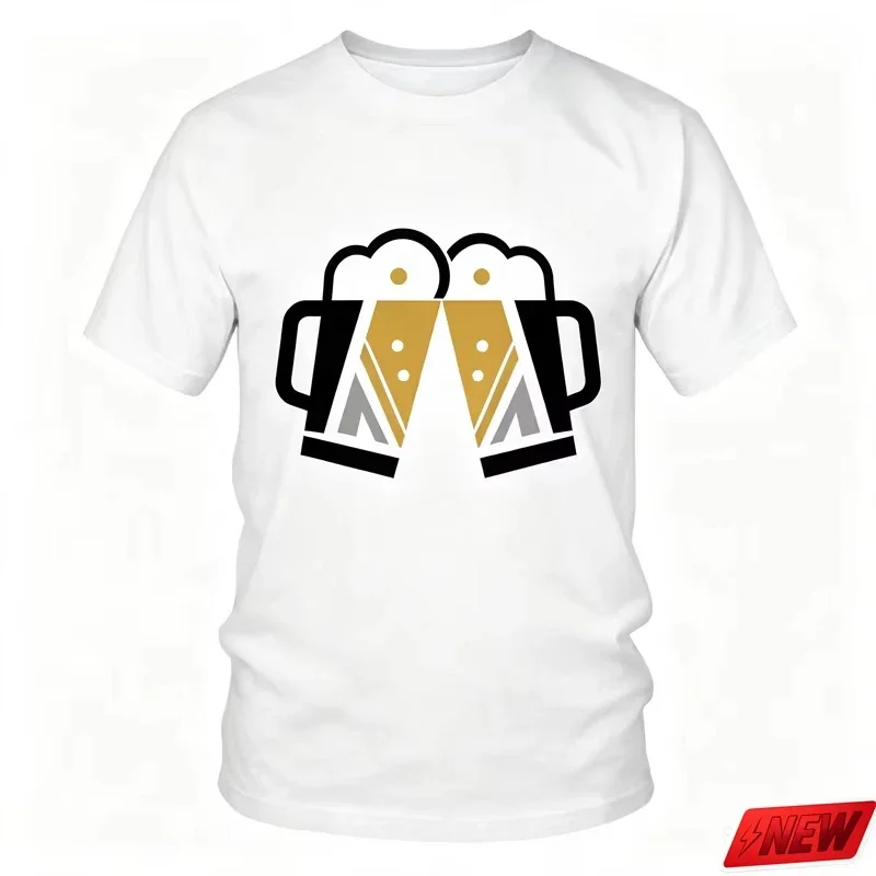 3D Print Beer Graphic T-shirt Men Funny Fresh Casual Short Sleeve Unisex Tee Summer Beer Lover Drinking Party Streetwear Top