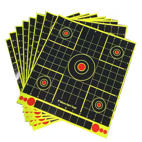 REAL Color-impact Sticker Targets 12 Inch Boresight Zero Collimating Assist With One Inch Grid Black Two Options