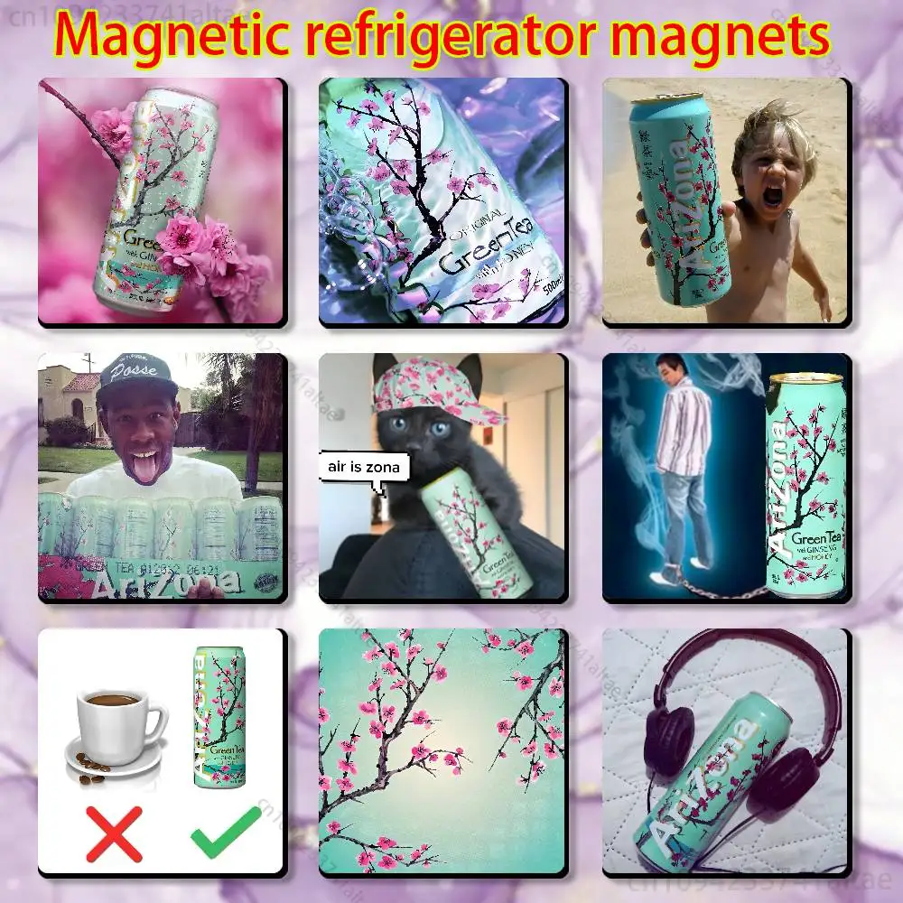 

A-Arizona Green Tea Fridge Magnet Square Stickers Personalize Home Decor Souvenirs Gift