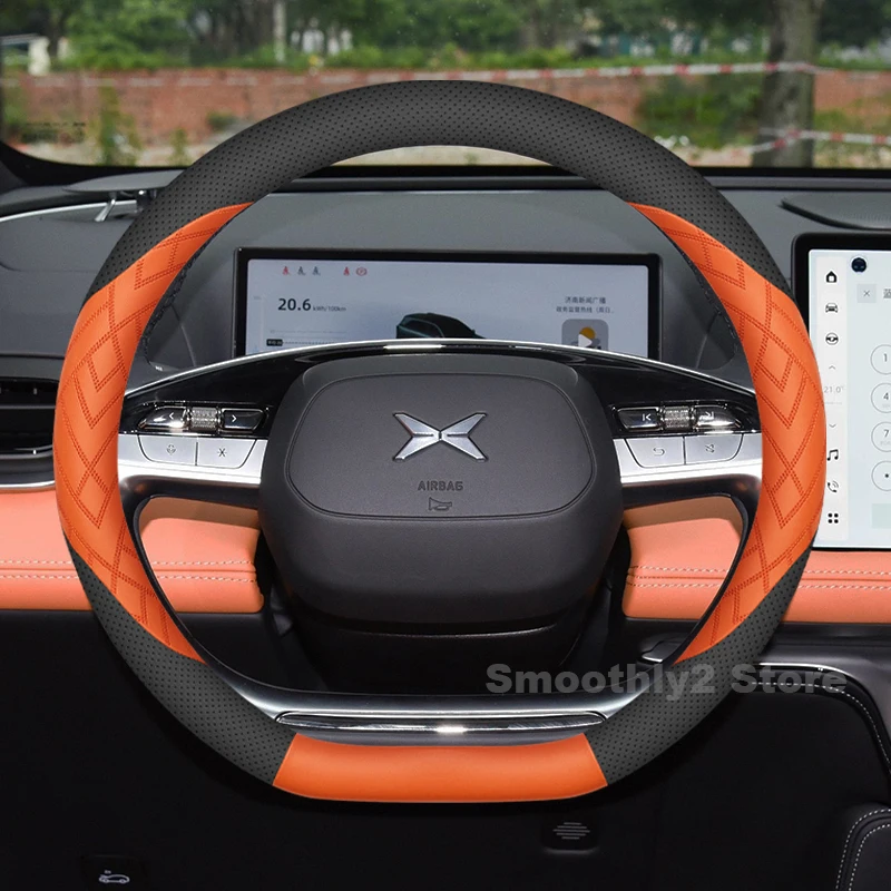 

Car Leather Steering Wheel Cover For Xpeng G9 G6 2023 2024 2025 Non-slip Auto Steering Wheel Interior Xpeng G9 Accessories