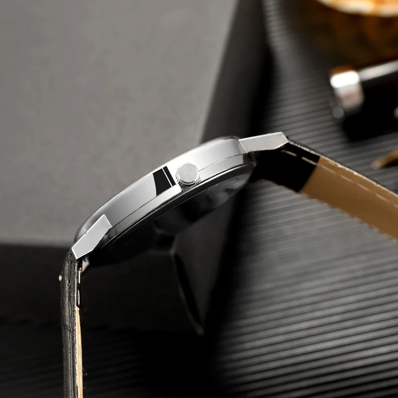 高級メンズ腕時計シンプルなクォーツ腕時計男性用レザーベルトビジネスファッション男性時計レロジオ Masculino