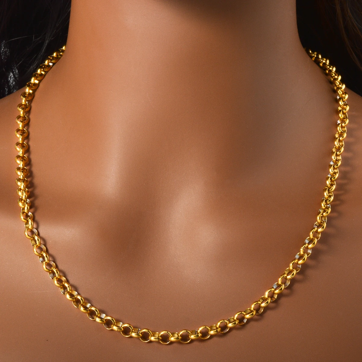 Dubai Stainless Steel Long Necklace 18k Gold Plated 60cm/70cm Round Clasp Chain Snake Chain Jewelry Accessories Birthday Gifts