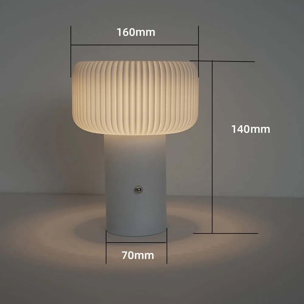 Mushroom Table Lamp LED 3-color Dimming Desk Lamp Desktop Decoration Atmosphere Lamp for Restaurant Bedroom Bedside Night Light