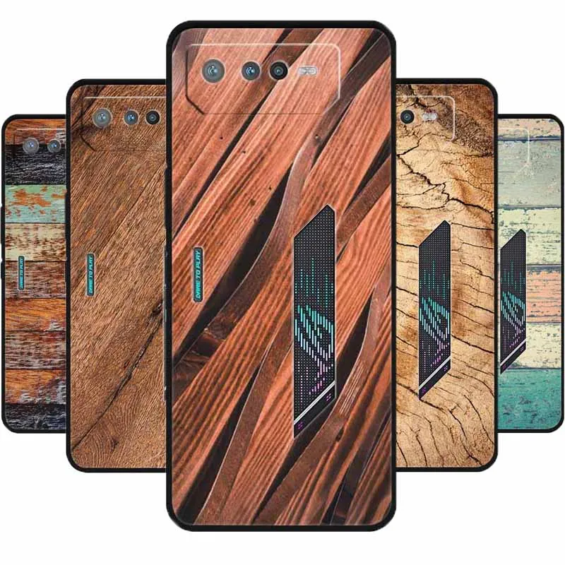 Soft Fashion Cover for Asus Rog Phone 6 Case Silicone Wooden Pattern TPU Back Cases for Asus Rog Phone6 Cover Cool Phone Shell