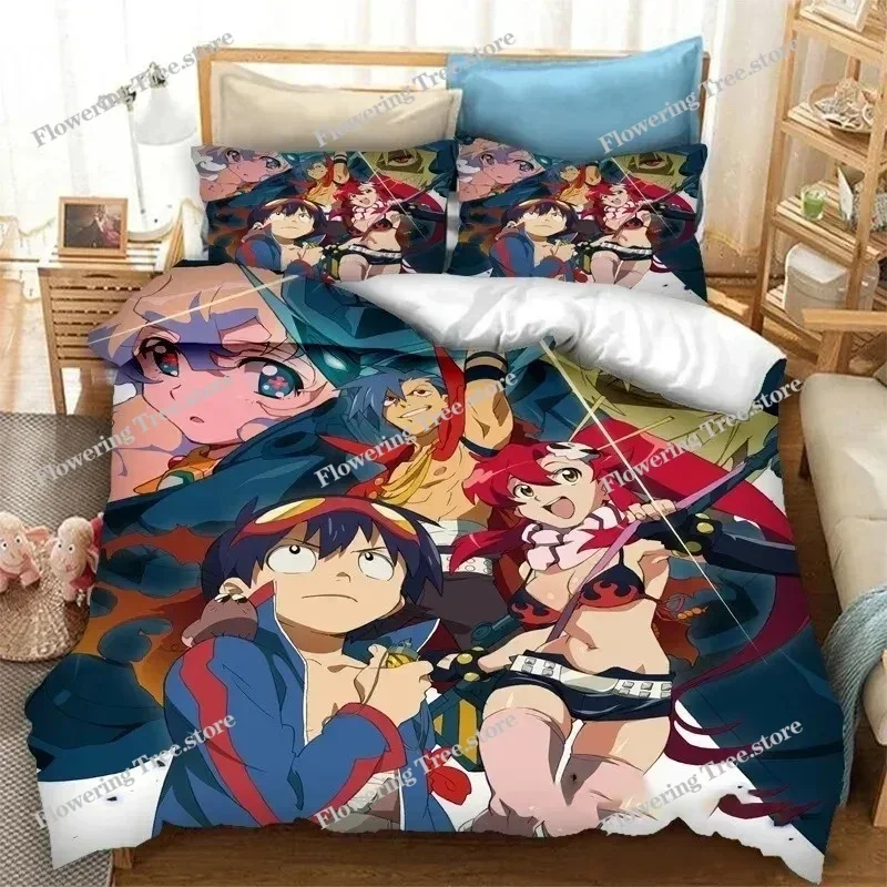 Anime Tengen Toppa Gurren Lagann Kamina Bedding Set Boys Girls Twin Queen Size Duvet Cover Pillowcase Bed Kids Adult