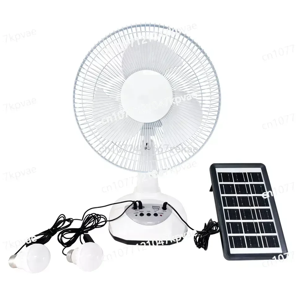 

12 inch Portable Air Cooler Electric USB Rechargeable Solar AC DC Stand Pedestal Solar Panel Ventilateur Fan with light