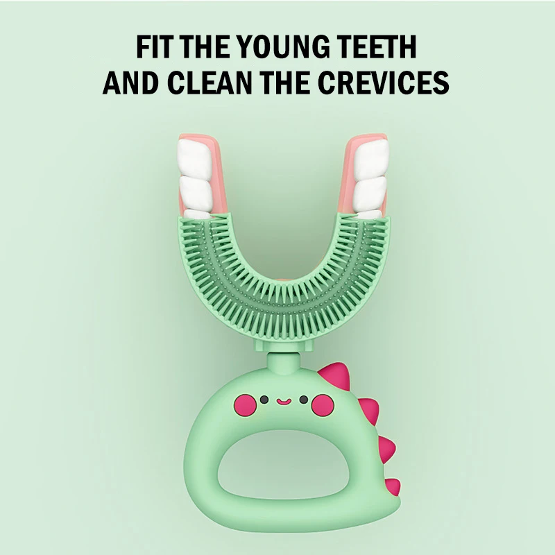 Children Toothbrush 360Degree U-Shaped Child Protective Toothbrush Teethers Brush Cartoon Silicone Kids Teeth Oral Care Cleaning