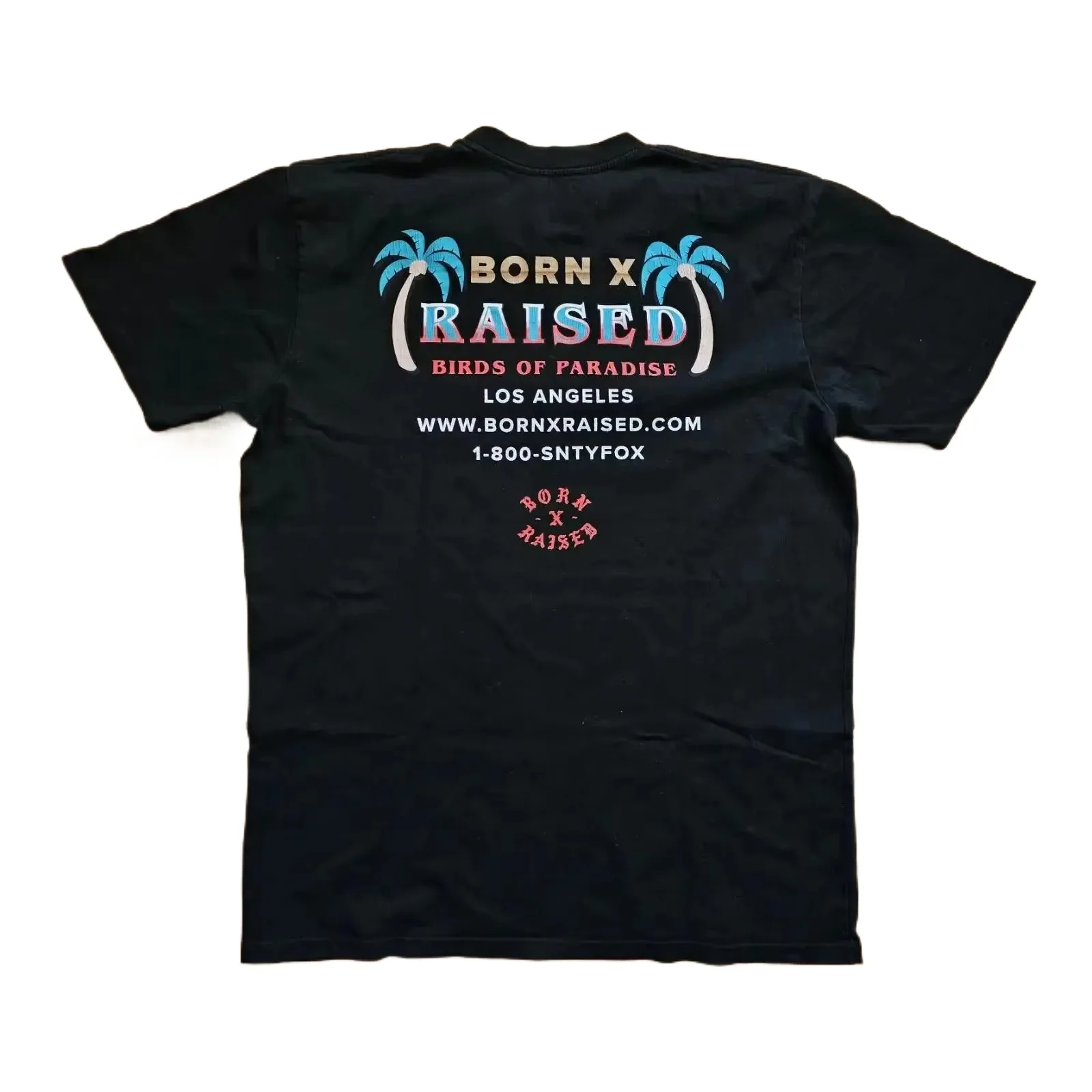 2026 Unisex Black Cotton Tee, Vintage Palm Tree And Gradient Letter Back Graphic Tshirt, Casual Short Sleeve Top