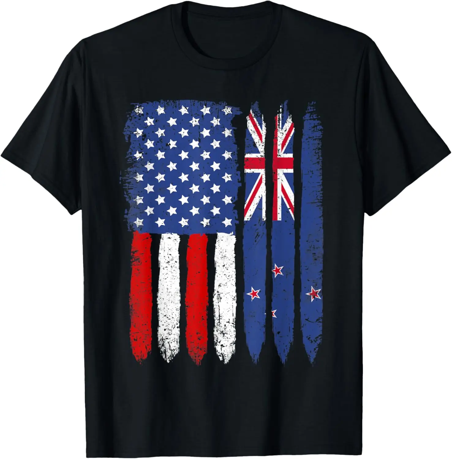 

Distressed Retro USA American New Zealand Flag Patriotic T-Shirt
