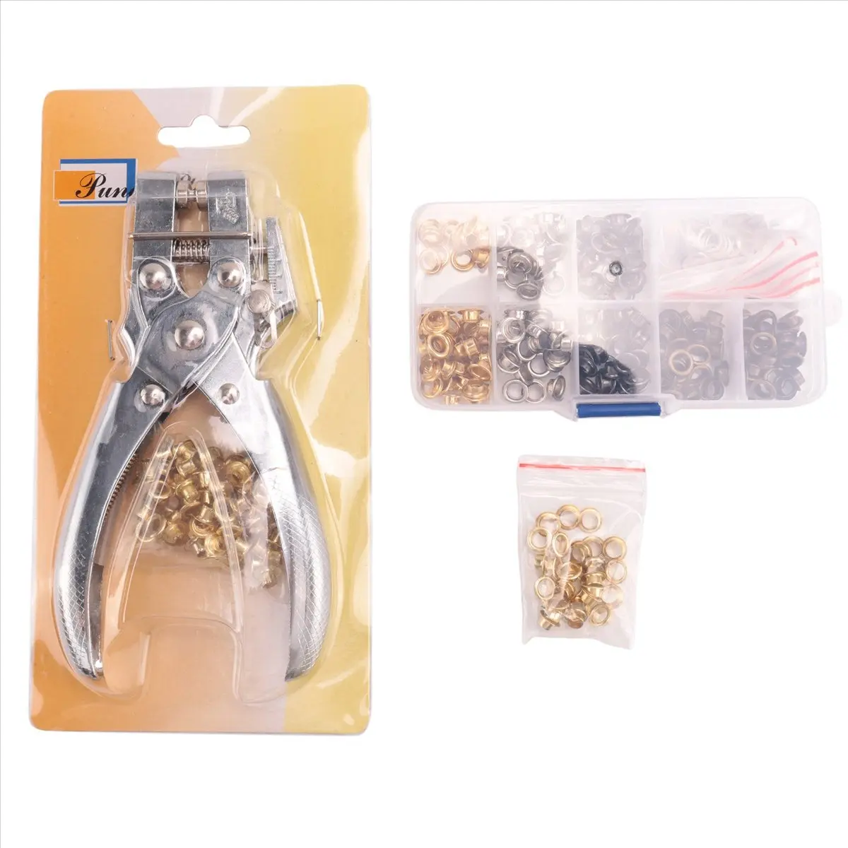 ABYA 3/16 Inch Grommet Eyelet Plier Set Eyelet Hole Punch Pliers Grommet Hand Press Plier with 200 Pieces of Grommets Eyelets
