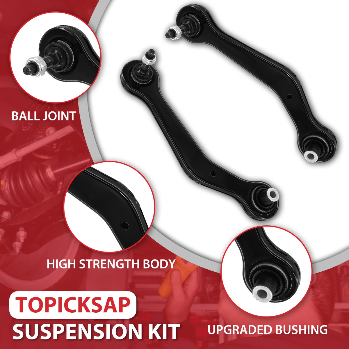 TOPICKSAP 10pcs Rear Control Arms with Bushings Suspension Kit for BMW X5 E53 2.5i 3.0i 4.8is 2000 2001 2002 2003 2004 2005 2006