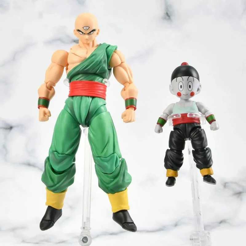 Bandai Original Dragon Ball Shf Tien Shinhan Chiaotzu Figure Anime Collectable Action Figurines Model Doll Children Toys Gift