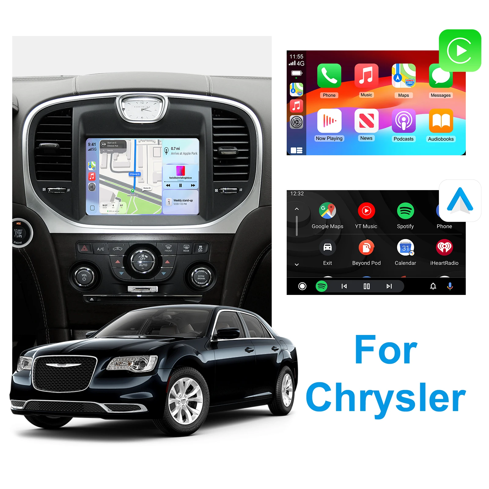 Ezontronics Wireless CarPlay Android Auto retrofit kit decoder box for Chrysler 300 Series 2011-2016