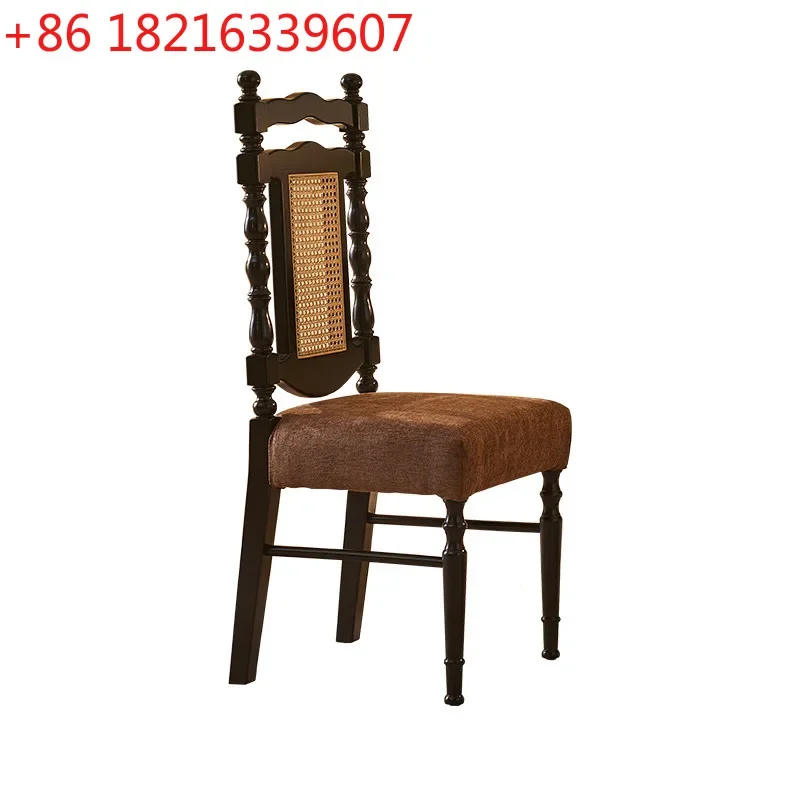TAO French light luxury soft bag dining chair household simple restaurant solid wood back chair